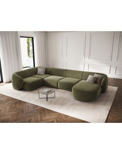 Divano angolare panoramico (lato sinistro) Louis velvet 6 posti verde - 336x166x74 cm