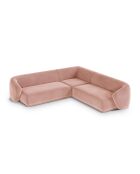 Canapé d'angle symétrique en velours Louis 5 places rose - 256x256x74 cm
