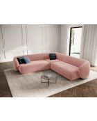 Canapé d'angle symétrique en velours Louis 5 places rose - 256x256x74 cm