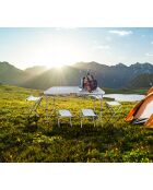 Faltbarer Campingtisch mit 4 Hockern aus grauem Aluminium - 120x60x67 cm