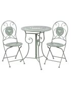 Set da giardino, tavolo e 2 sedie pieghevoli in metallo Menton grigio - 45x45x41cm/55x42 x 94cm