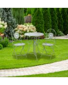Set da giardino, tavolo e 2 sedie pieghevoli in metallo Menton grigio - 45x45x41cm/55x42 x 94cm