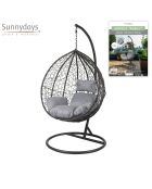 Balancelle de jardin Marbella gris noir - 121x105x205cm