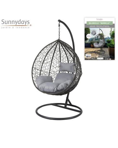 Columpio de jardín Marbella gris negro - 121x105x205cm