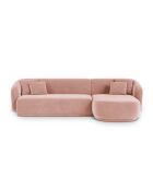 Canapé d'angle droit velours Louis 4 places rose - 260x155x74 cm