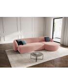 Canapé d'angle droit velours Louis 4 places rose - 260x155x74 cm