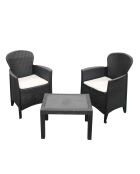 Salon de jardin Le plastik Akita avec coussins et table noir- 59x46x40cm