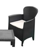 Salon de jardin Le plastik Akita avec coussins et table noir- 59x46x40cm
