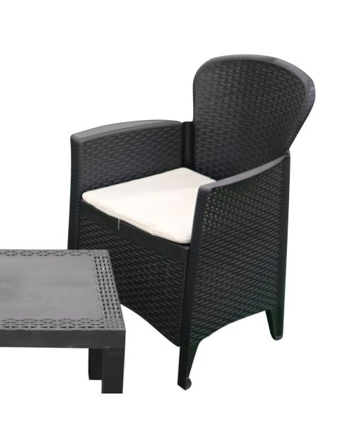 Mobili da giardino Le plastik Akita con cuscini e tavolo nero - 59x46x40cm