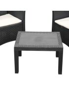 Salon de jardin Le plastik Akita avec coussins et table noir- 59x46x40cm