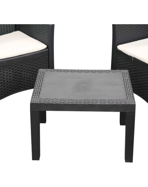 Mobili da giardino Le plastik Akita con cuscini e tavolo nero - 59x46x40cm