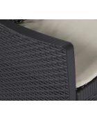 Salon de jardin Le plastik Akita avec coussins et table noir- 59x46x40cm