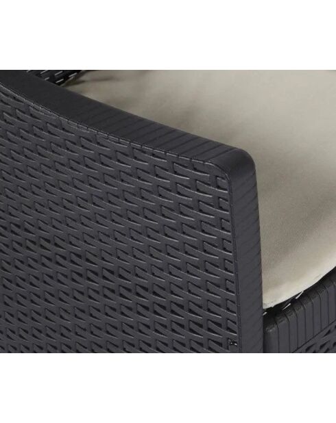 Mobili da giardino Le plastik Akita con cuscini e tavolo nero - 59x46x40cm