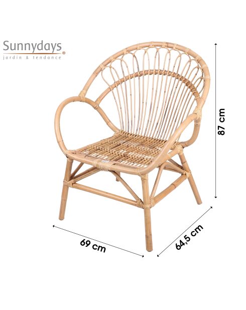 Fauteuil Indie marron clair- 69x65x87cm