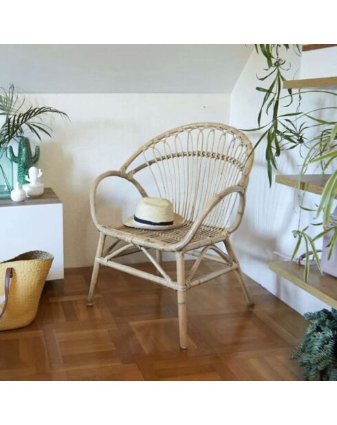 Fauteuil Indie marron clair- 69x65x87cm