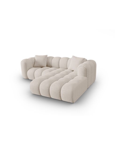 Canapé d'angle droit modulaire Elise 3 places beige - 238x190x70 cm