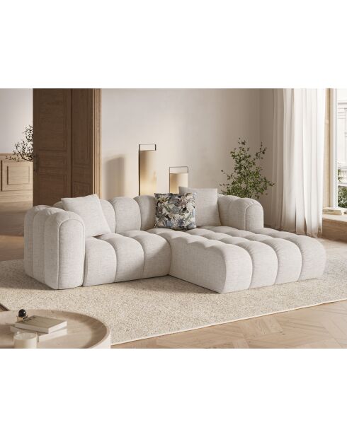 Canapé d'angle droit modulaire Elise 3 places beige - 238x190x70 cm