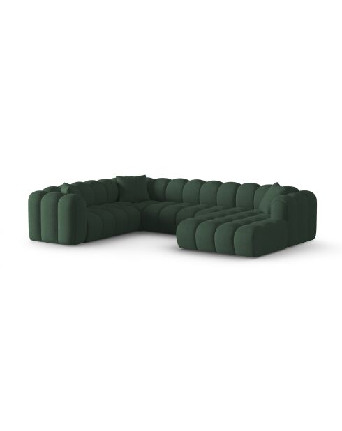 Divano angolare sinistro panoramico modulare Elise 6 posti verde mare - 330x238x70 cm