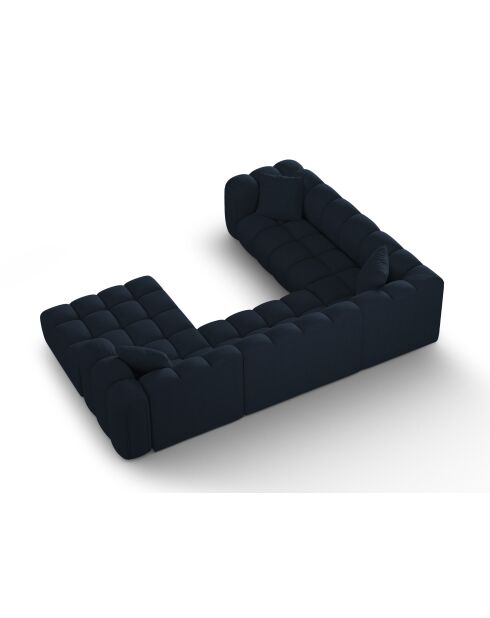 Canapé d'angle gauche panoramique modulable Elise 6 places bleu roi - 330x238x70 cm