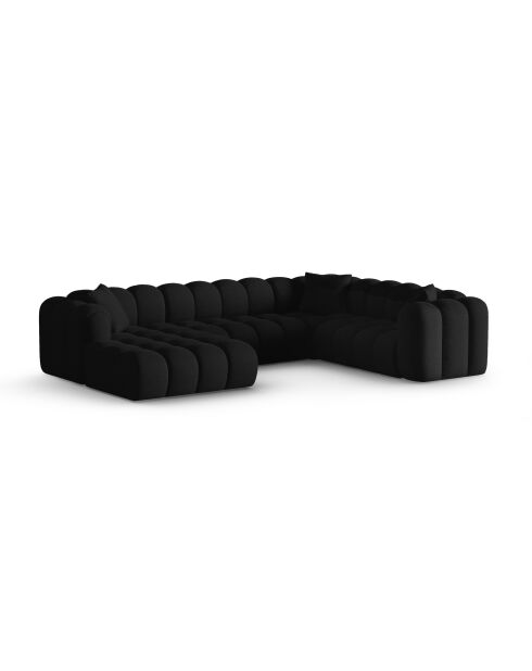 Canapé d'angle droit panoramique modulable Elise 6 places noir - 330x238x70 cm