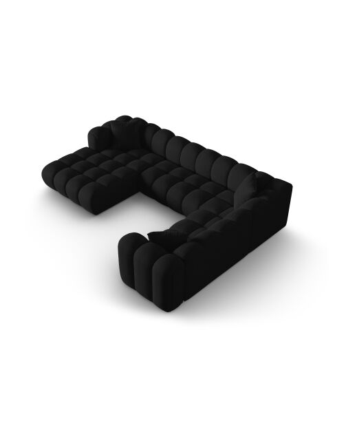 Canapé d'angle droit panoramique modulable Elise 6 places noir - 330x238x70 cm