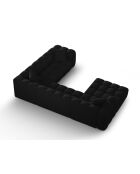 Canapé d'angle droit panoramique modulable Elise 6 places noir - 330x238x70 cm