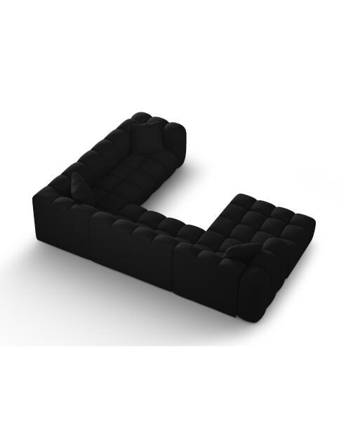 Canapé d'angle droit panoramique modulable Elise 6 places noir - 330x238x70 cm