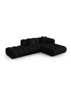 Sofá de esquina derecha modular negro Elise de 4 plazas - 300x190x70 cm