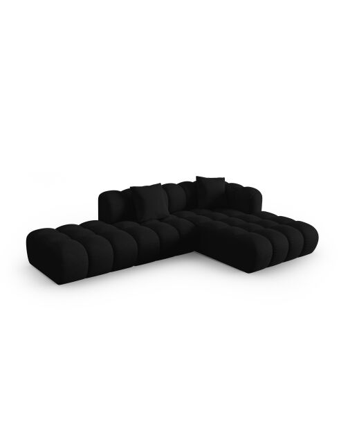 Sofá de esquina derecha modular negro Elise de 4 plazas - 300x190x70 cm