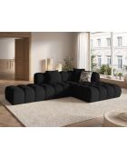 Sofá de esquina derecha modular negro Elise de 4 plazas - 300x190x70 cm