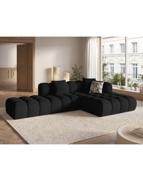 Sofá de esquina derecha modular negro Elise de 4 plazas - 300x190x70 cm