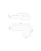 Sofá de esquina derecha modular negro Elise de 4 plazas - 300x190x70 cm