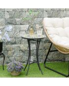 Bistro Lisboa zittafel in mozaïek en zwart metaal - 35×35×54cm