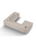 Elise 6-zits beige modulaire panoramische hoekbank rechts - 330x238x70 cm