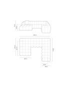 Elise 6-zits beige modulaire panoramische hoekbank rechts - 330x238x70 cm