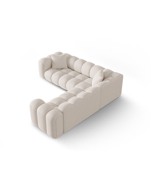 Canapé d'angle symétrique modulable Elise 5 places beige - 238x238x70 cm