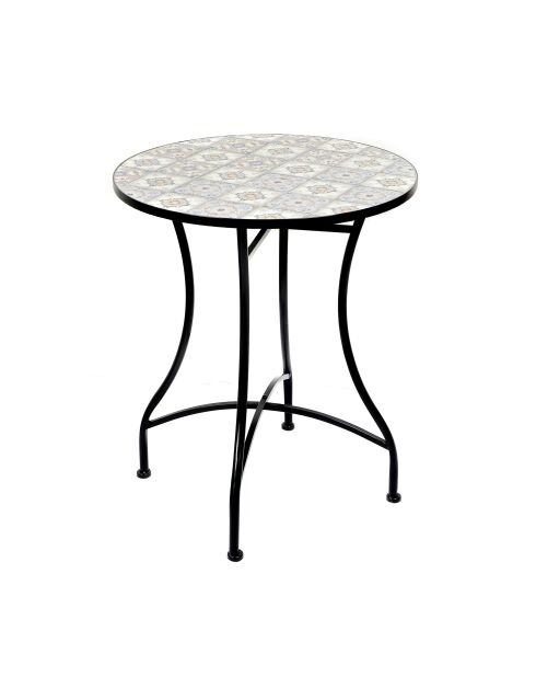 Bistro Lisboa tafel in mozaïek en zwart metaal - 60×60×71cm