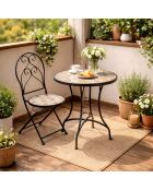 Bistro Lisboa tafel in mozaïek en zwart metaal - 60×60×71cm