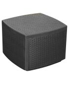Table et coffre de jardin Naxos effet rotin - 54x54x39,5 cm