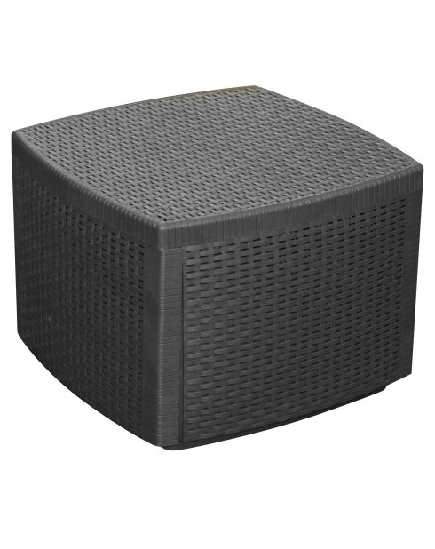 Table et coffre de jardin Naxos effet rotin - 54x54x39,5 cm
