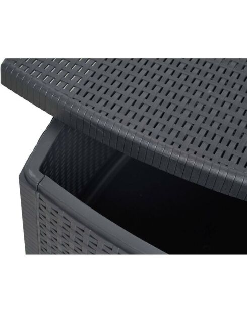 Table et coffre de jardin Naxos effet rotin - 54x54x39,5 cm