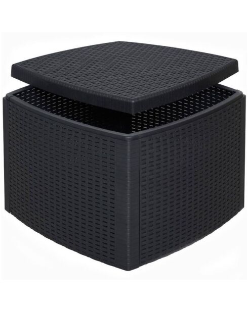 Table et coffre de jardin Naxos effet rotin - 54x54x39,5 cm