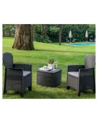Table et coffre de jardin Naxos effet rotin - 54x54x39,5 cm