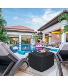 Table et coffre de jardin Naxos effet rotin - 54x54x39,5 cm