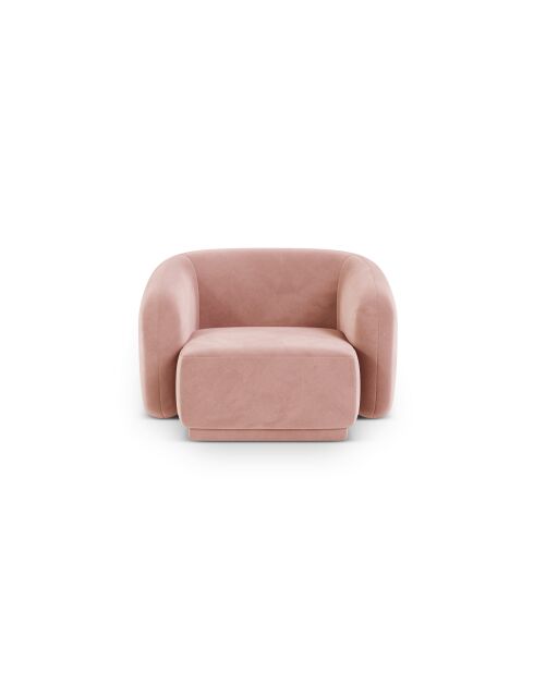 Fauteuil en velours Louis 1 place rose - 93x90x74 cm