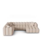 Canapé d'angle gauche panoramique modulable Elise 6 places cappuccino - 330x238x70 cm