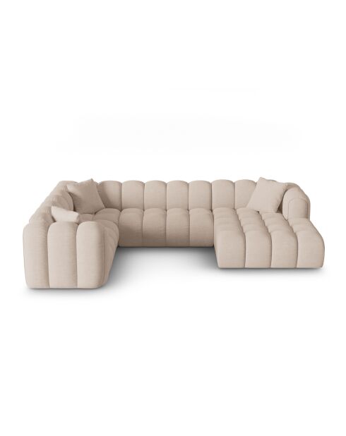 Canapé d'angle gauche panoramique modulable Elise 6 places cappuccino - 330x238x70 cm