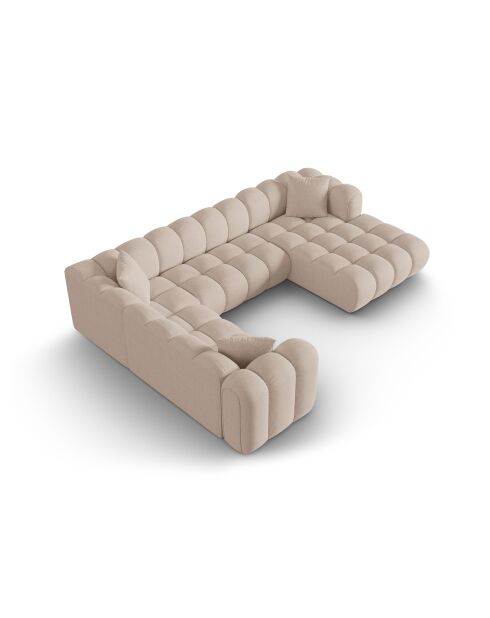 Canapé d'angle gauche panoramique modulable Elise 6 places cappuccino - 330x238x70 cm