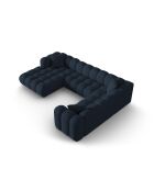 Canapé d'angle droit panoramique modulable Elise 6 places bleu roi - 330x238x70 cm