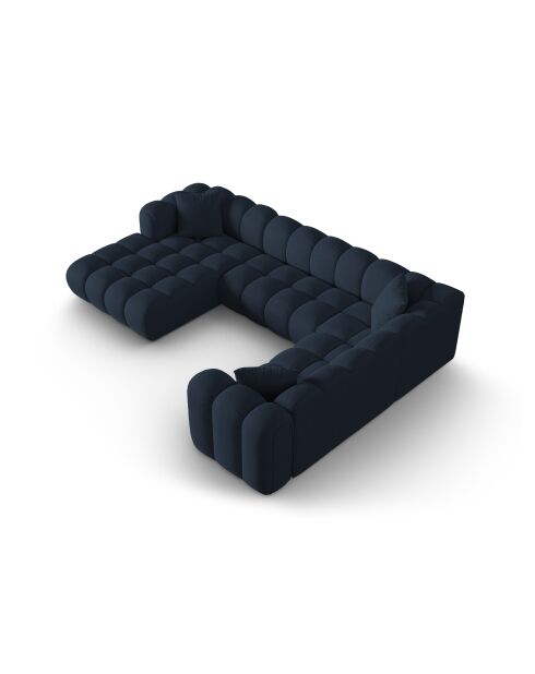 Canapé d'angle droit panoramique modulable Elise 6 places bleu roi - 330x238x70 cm